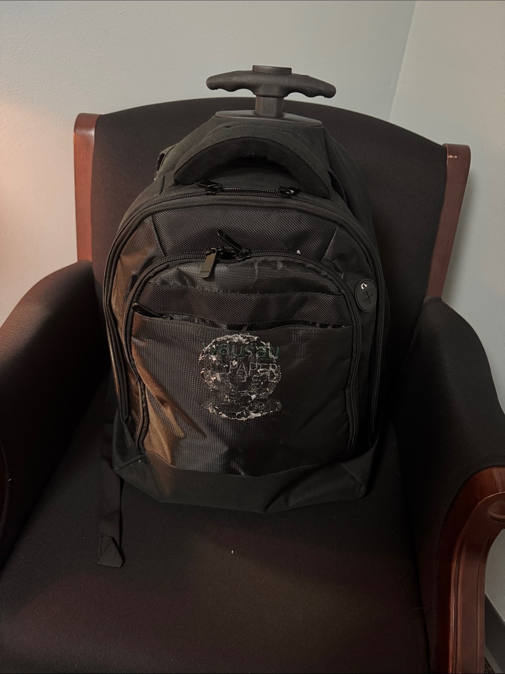 Leeds Black Rolling Laptop Backpack - Professional Travel company patch removed